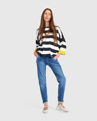 Accent Color Wide Stripe Sweater