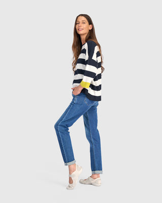 Accent Color Wide Stripe Sweater