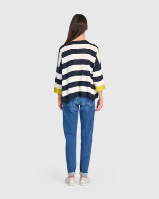 Accent Color Wide Stripe Sweater