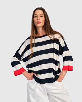 Accent Color Wide Stripe Sweater