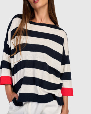 Accent Color Wide Stripe Sweater