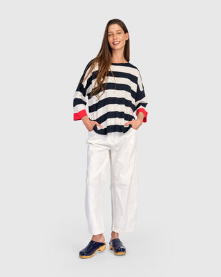 Accent Color Wide Stripe Sweater