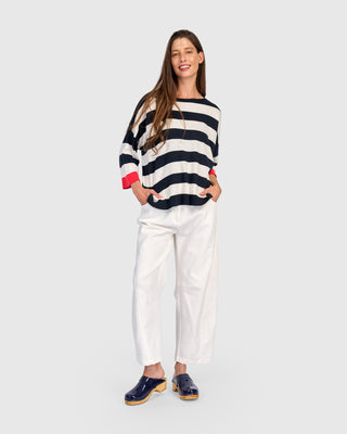 Accent Color Wide Stripe Sweater