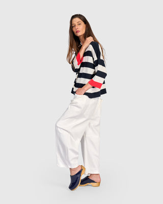 Accent Color Wide Stripe Sweater