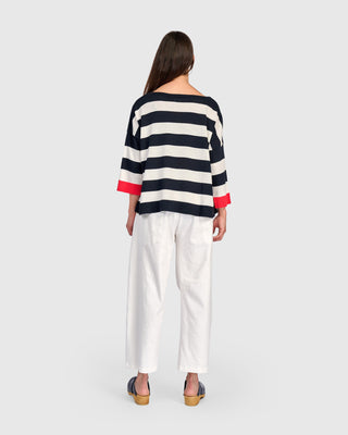 Accent Color Wide Stripe Sweater