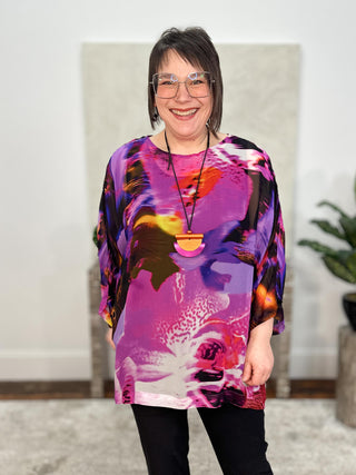 Alembika After Dark Georgette Boxy Top, Orchid - Statement Boutique