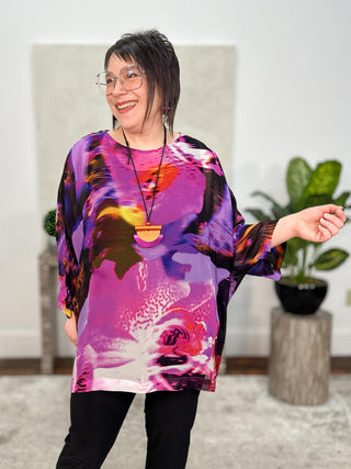 Alembika After Dark Georgette Boxy Top, Orchid - Statement Boutique
