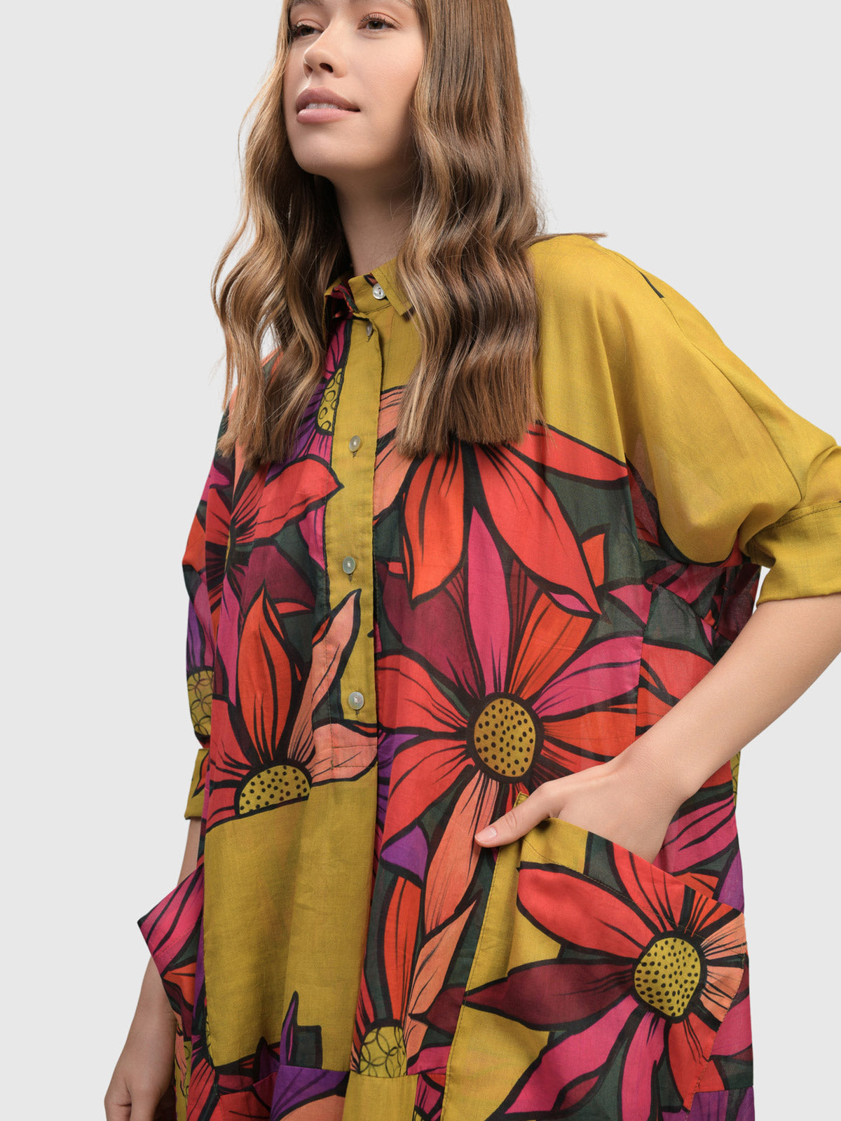 Alembika (Pre-Order) Bali Dreams Trapeze Shirt Dress, Bouquet - Statement Boutique