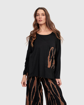 Alembika Boxy Pocket Top, Wood - Statement Boutique