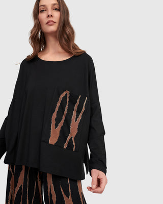 Alembika Boxy Pocket Top, Wood - Statement Boutique