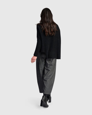 Brushed Step Hem Sweater, Black