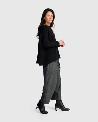 Brushed Step Hem Sweater, Black
