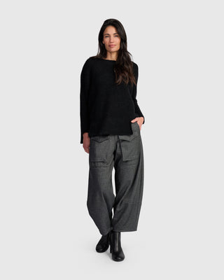 Brushed Step Hem Sweater, Black