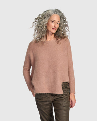 Brushed Step Hem Sweater, Sand