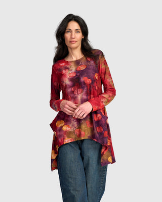 Burnout Draped Pocket Top, Berry
