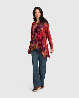 Burnout Draped Pocket Top, Berry