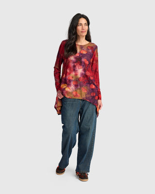 Burnout Draped Pocket Top, Berry