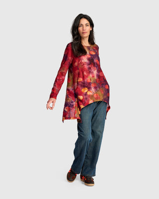 Burnout Draped Pocket Top, Berry