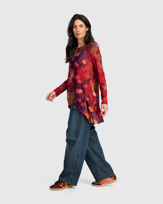 Burnout Draped Pocket Top, Berry