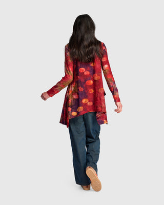 Burnout Draped Pocket Top, Berry