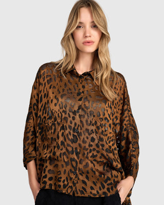 Burnout Oversized Shirt, Cognac