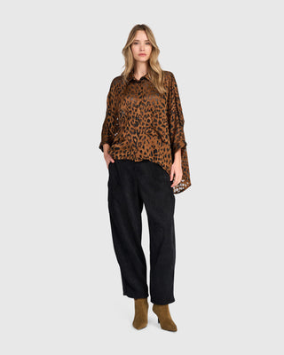 Burnout Oversized Shirt, Cognac