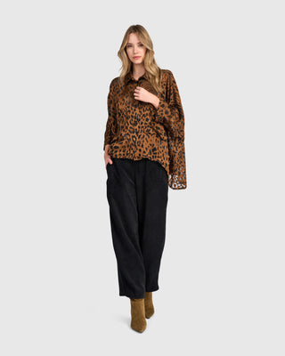 Burnout Oversized Shirt, Cognac