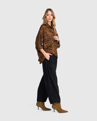 Burnout Oversized Shirt, Cognac