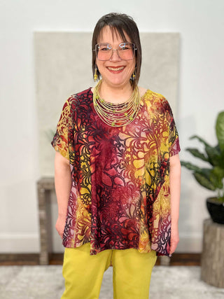 Alembika Burnout Trapeze Top, Petals - Statement Boutique