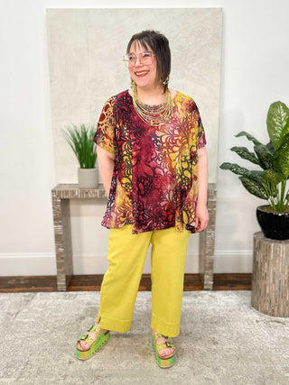 Alembika Burnout Trapeze Top, Petals - Statement Boutique