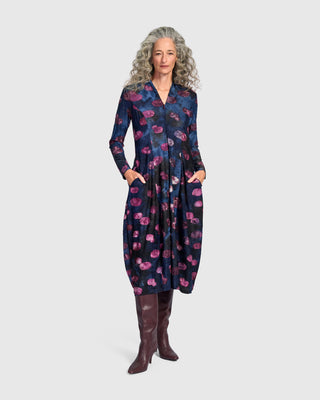 Burnout V-Neck Cocoon Dress, Midnight