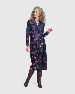Burnout V-Neck Cocoon Dress, Midnight
