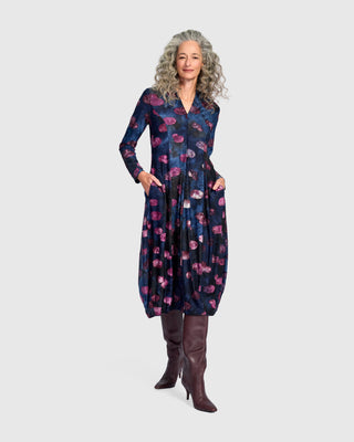 Burnout V-Neck Cocoon Dress, Midnight