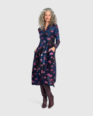 Burnout V-Neck Cocoon Dress, Midnight