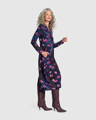 Burnout V-Neck Cocoon Dress, Midnight