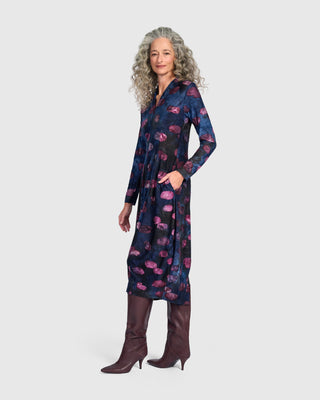 Burnout V-Neck Cocoon Dress, Midnight