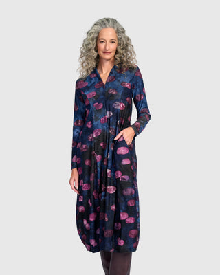 Burnout V-Neck Cocoon Dress, Midnight