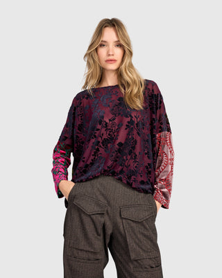 Burnout Velvet Boxy Top, Regal