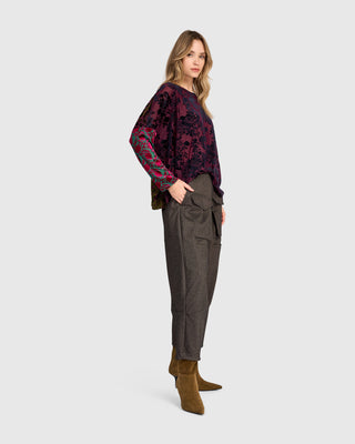 Burnout Velvet Boxy Top, Regal