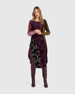 Burnout Velvet Cocoon Dress, Regal