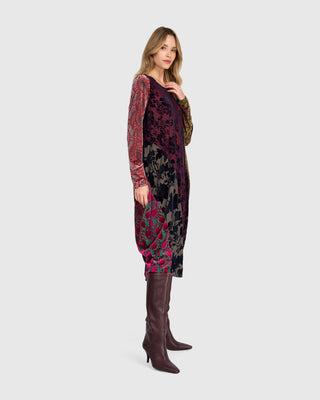 Burnout Velvet Cocoon Dress, Regal