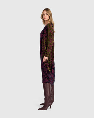 Burnout Velvet Cocoon Dress, Regal