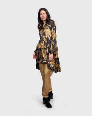 Alembika AT712G Cloud Dye Crush Ruffle Tunic, Gold - Statement Boutique