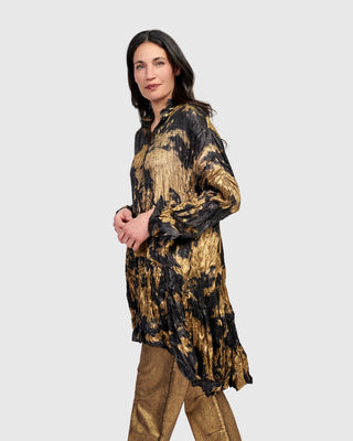 Alembika AT712G Cloud Dye Crush Ruffle Tunic, Gold - Statement Boutique