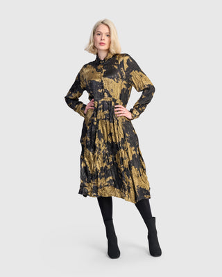 Alembika AD811G Cloud Dye Crush Shirt Dress, Gold - Statement Boutique