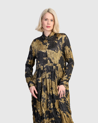 Alembika AD811G Cloud Dye Crush Shirt Dress, Gold - Statement Boutique