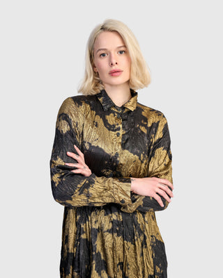 Alembika AD811G Cloud Dye Crush Shirt Dress, Gold - Statement Boutique
