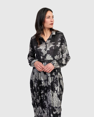 Alembika AD811S Cloud Dye Crush Shirt Dress, Silver - Statement Boutique