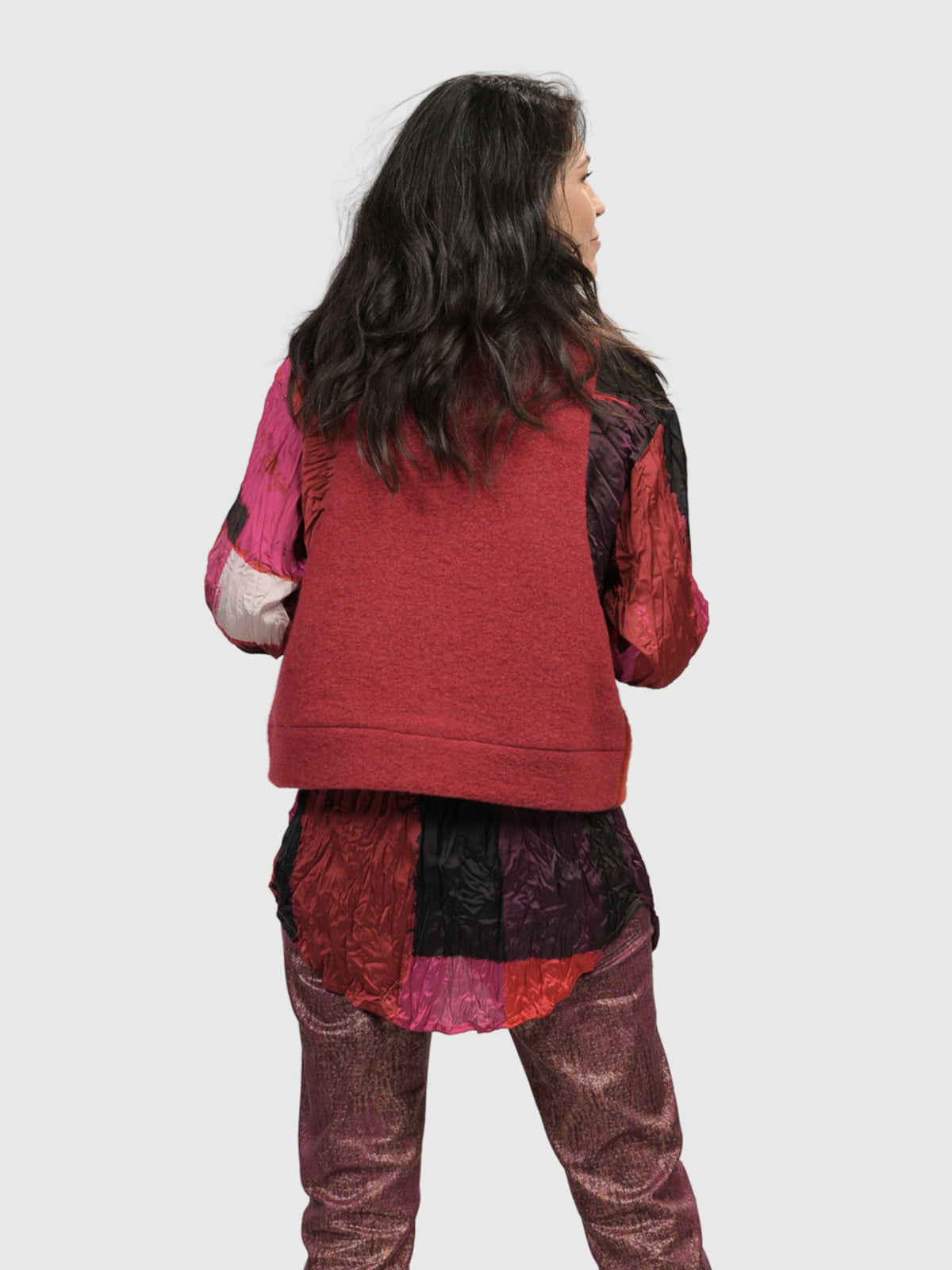 Alembika (Pre-Order) Color Block Cropped Vest, Fuchsia - Statement Boutique