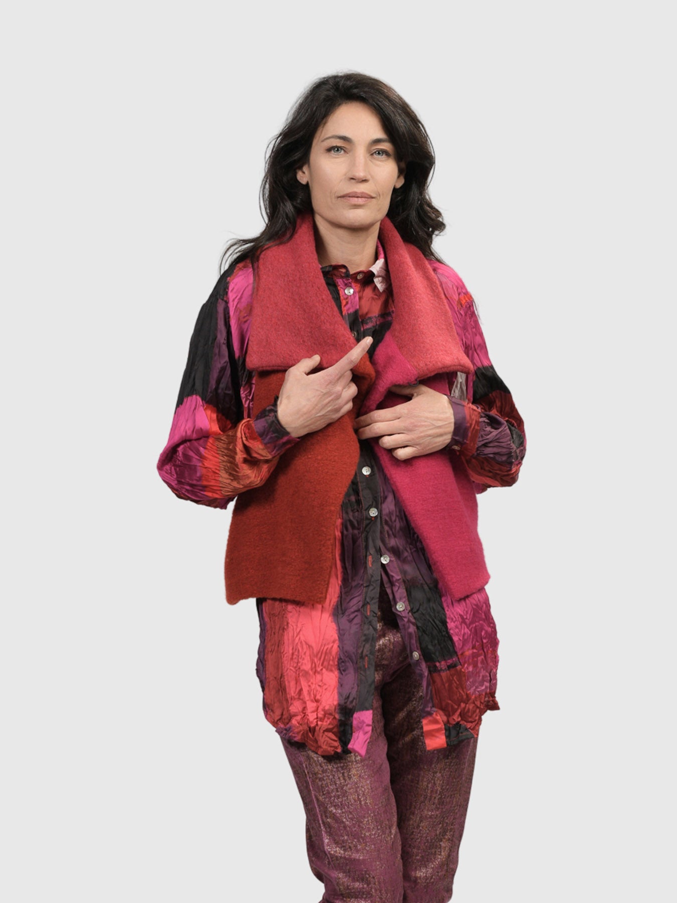 Alembika (Pre-Order) Color Block Cropped Vest, Fuchsia - Statement Boutique